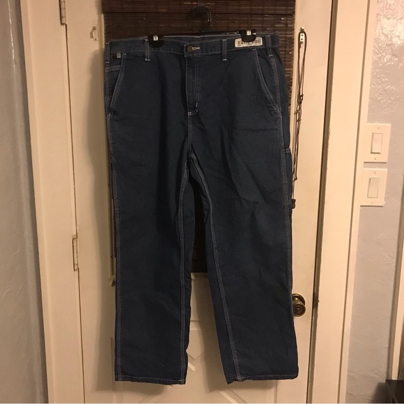 Carhartt Men's Flame Resistant Signature Denim Dungaree - Picture 1 of 11